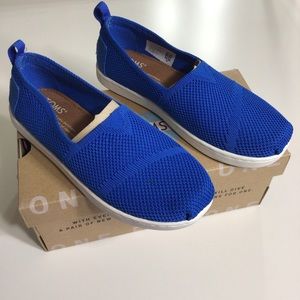 TOMS Girls Kids Knit Flats Size 13.5 Youth Cobalt Mesh